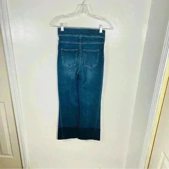 SPANX Cropped Flare Denim Jeans Raw Hem Wide Leg Size XS - Picture 5 of 10